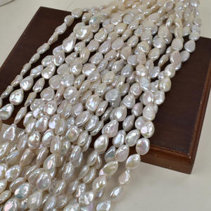 Perles d'eau douce blanches de forme baroque du lac Zhuji Shanxia, graines de melon naturelles, gouttelettes d'eau pour la fabrication de bijoux DIY - Product Image 4