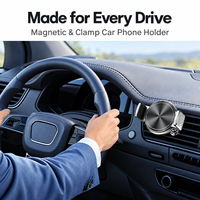 Support magnétique pour téléphone de voiture, double mode, fixation sur grille d'aération, aimant puissant N52, rotation à 360°, anti-vibration, crochet de fixation pour téléphones de 4,7 à 7,2 pouces