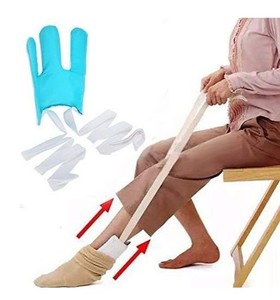 Enfile-chaussettes, outil d'aide à la mise et au retrait des chaussettes, glissière pour chaussettes pour personnes âgées, aide à la pose des chaussettes avec cordons réglables sans se pencher - Product Image 3