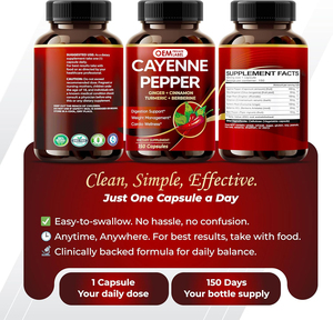 Cápsulas de Pimienta Cayenne OEM con Jengibre, Canela, Cúrcuma, Berberina y Bergamota Cítrica, Suplemento para el <span class=keywords><strong>Bienestar</strong></span> General - Product Image 4