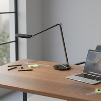 Lampe de bureau LED flexible en ABS pour bureaux d'étude, éclairage de lecture AC, lampes de table contemporaines avec contrôle rotatif et gradation progressive