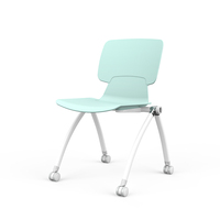 Recueillir invité chaise empilable Durable conférence personnalisation formation réunion chaise en métal avec roues accoudoir tableau d'écriture