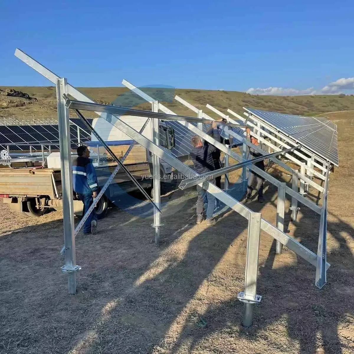 Soporte de montaje para Panel Solar, sistema de montaje en tierra de aluminio y acero galvanizado