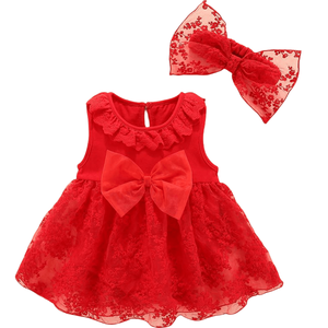 Prinzessinnenkleid für Einjährige Mädchen Hundert-Tage-Feier & Geburtstagsrock Blumenmuster Sommerkleidung - Product Image 1