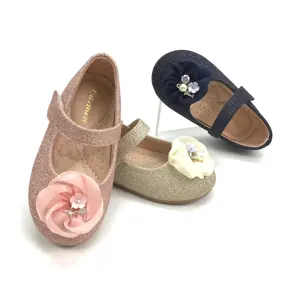 सुंदर फूल धनुष बच्चों के जूते के लिए सुंदर पोशाक जूते बच्चों के लिए फ्लैट जूते