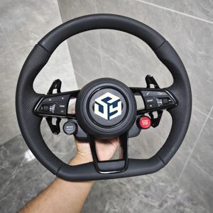 Volant en cuir et fibre de carbone pour Audi S6 S7 A4 B8 B9 A5 A6 A7 C7 Q3 Q5 A3 <span class=keywords><strong>S3</strong></span> S8 R8, design sportif et luxueux, Classe C Golf - Product Image 1