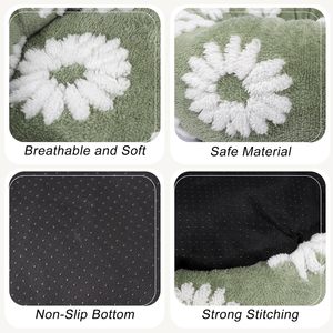 Indoor Cute Modern Donut <b>Small</b> <b>Dog</b> Cat <b>Bed</b> Solid Blue Round Calming Jacquard Shaggy Plush Removable Cover Anti Slip Bottom - Product Image 3