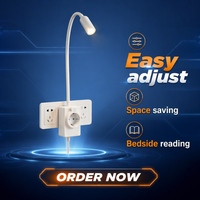 Lampe murale de lecture à intensité variable CCT réglable avec prise européenne pour hôtel, lampe de chevet LED intérieure pour la lecture, lampe de table de nuit pour protéger les yeux