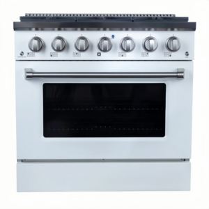 36 pouces. 5,5 Cu. Table de cuisson à gaz encastrable 6 brûleurs avec four à convection, en acier inoxydable, porte blanche, dispositif de sécurité gaz, usage domestique - Product Image 1
