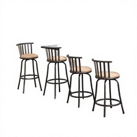 Tabourets de bar commerciaux rembourrés avec pieds en fer et tissu beige pour restaurants et mobilier de bar