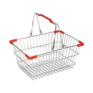 Hot Sale Supermarket Big Metal Wire Grid Shopping Basket For Shopping