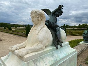 Ngoài trời Tay Chạm Khắc tự nhiên màu đen đá cẩm thạch handmade TượNg Nhân sư và Thiên Thần Tượng điêu khắc - Product Image 6