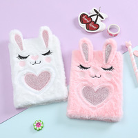 Journal rose lapin A5 main grand livre dessin animé cadeau créatif étudiant enfants en peluche mignon cahier personnalisé imprimé en cuir carnet de notes