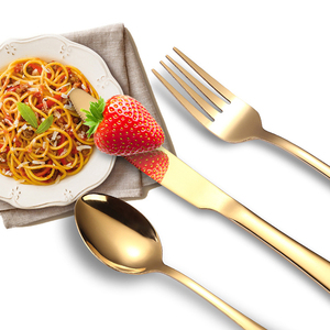 Juego de cubiertos de acero inoxidable chapado en oro de lujo, cuchara y tenedor de Metal sostenible para obsequios de Bodas de té en casa, venta al por mayor - Product Image 5