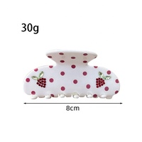 Pince à cheveux Daou 8 cm en acétate avec motif pois et cerises – Accessoire capillaire durable de haute qualité pour femmes et filles
