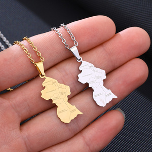 Collier chaîne en émail avec pendentif drapeau de la <span class=keywords><strong>Guyane</strong></span> en acier inoxydable plaqué or 18 carats, vente en gros fabricant - Product Image 2