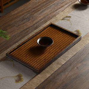 Bamboo Woven <b>Tea</b> <b>Tray</b> Japanese Retro Style Lacquer Dry Brewing Table <b>Tea</b> Serving <b>Tray</b> Residential Use - Product Image 4