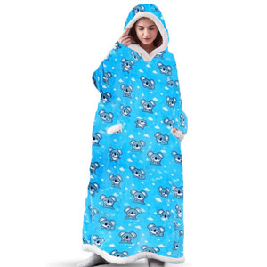 Veste à capuche en flanelle, couverture de canapé, vêtements pour personne paresseuse, pyjama, pull, sweat-shirt à capuche transfrontalier, motif à carreaux, extra épais, décontracté - Product Image 3