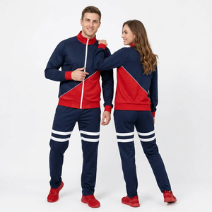 Conjunto Deportivo Unisex Negro y Blanco con Diseño Geométrico, Cierre de Cremallera, Cuello Alto, Corte Regular, para Otoño - Product Image 5