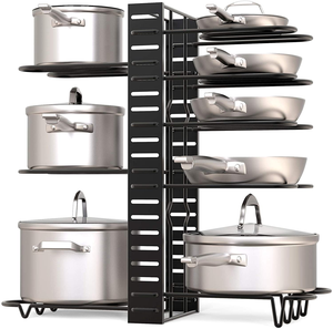 Kitchen Pan Organizer with 2 Sides Storage Shelf Height Adjustable china supplier