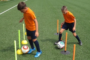 LISKI SET of 8 <b>Slalom</b> <b>poles</b> 30mm x H. 55cm GUMMY - fluorescent yellow - steel tip with plate - Product Image 3