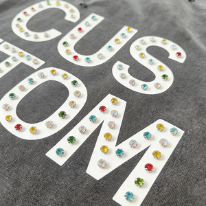 T-Shirt Nera Personalizzata di Alta Qualità con Strass Colorati e Diamanti, Stampa Serigrafica Premium - Product Image 1