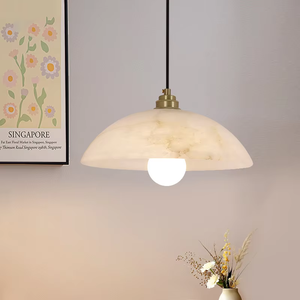 Lámpara de Techo Bohemia de Alabastro Blanco Artístico, Forma Semicircular, Iluminación Exótica para Boutique, Villa, Terraza, Bar - Product Image 1