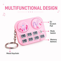 Mini tourne-disque DJ porte-clés jouet, lumière LED, jeu de mémoire, créateur de musique, 3 niveaux, 7 sons, 5 couleurs, cadeau de dessin animé pour enfants, vente en gros