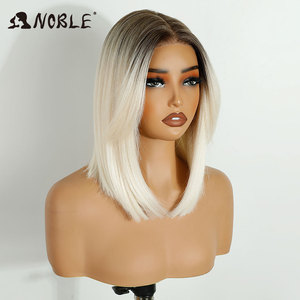 Cho Tổng Hợp Ren Phía Trước Tóc Giả Cho Phụ Nữ 12 Inch Cosplay Ngắn <span class=keywords><strong>Bob</strong></span> Ren Tóc Giả Bangs Pre Ngắt Pre-Cắt Trong Suốt 180% Mật Độ - Product Image 4