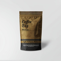 Sachet de café en papier kraft recyclable à 8 soudures latérales avec fermeture éclair, logo personnalisé, fond plat, pochette autoportante pour grains torréfiés