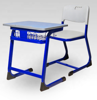 Table et chaise d'école de bonne qualité et bon marché, plateau en MDF, chaise en métal HDPE, 45*65cm, fabriqué à Guangzhou
