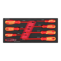 DMS12 Professionnel  Ensemble de 8 tournevis isolés VDE pour électriciens dans un plateau en mousse EVA