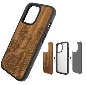 Factory Private tooling Customized Leather wood leather Shockproof Mobile phone case for iPhone 13 Pro Max