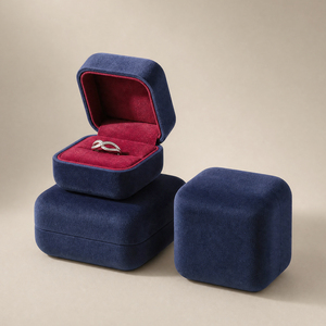 Zebopak Navy Blue Velvet Engagement <b>Ring</b> <b>Box</b> Set with Jewellery Storage <b>Box</b> Case Proposal Gift Packaging Wholesale - Product Image 2