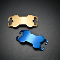 Ventes directes d'usine multicolore en acier inoxydable collier pour animaux de compagnie curseur métal os type signe incurvé chien bricolage lettrage anti-perte étiquette