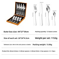 Ensemble de couverts de luxe en acier inoxydable doré 16 pièces avec coffret cadeau pour mariage, banquet, hôtel, restaurant