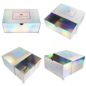 Crown Win logo Size Custom Sliding Storage Box Drawer Package <b>Cardboard</b> Paper Whole Holographic square Gift Boxes Without Handle - Product Image 6