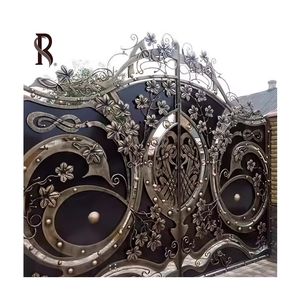 Puertas de aluminio de estilo francés en ascenso, puerta de Villa de aluminio, puertas de jardín <span class=keywords><strong>el</strong></span>éctricas, diseño de parrilla, puerta corredera de patio de aluminio - Product Image 5