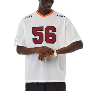 เสื้อยืดผู้ชายโอเวอร์ไซส์ผ้าถัก200กรัมเสื้อฟุตบอลเสื้อกีฬาผ้าตาข่ายแนวสปอร์ตออกแบบได้ตามต้องการ - Product Image 1