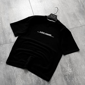 Zwart Custom Zeefdruk Drop Shoulder <span class=keywords><strong>100</strong></span> Procent Ronde Hals T-Shirt Oversized Mannen Zwart 280 Gsm Katoen T-Shirt T-Shirt - Product Image 2