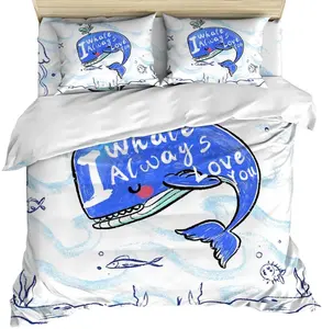 الحيوانات الحوت الطباعة فرش أطفال لحاف ناعم مجموعة غطاء مع غطاء سرير وسادة شمس للأطفال
