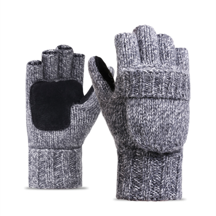 Winter Knit Gloves Men Women Warm Sweet Knitted Convertible Flip Top Fingerless Mittens Gloves