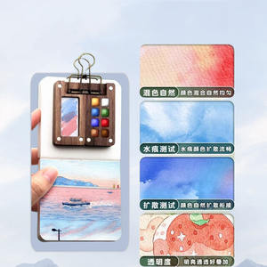 ชุดจานสีสำหรับสมุดสเก็ตช์แบบ DIY ขนาดพกพาขนาดเล็กกล่องแม่เหล็กไม้ - Product Image 5