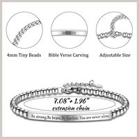 Pulsera de Tubo Curvo con Cuentas Plateadas de Acero Inoxidable 304 de Alta Calidad de 4 mm, Logotipo Personalizado con Láser, Letra, Joyería de Moda Diaria