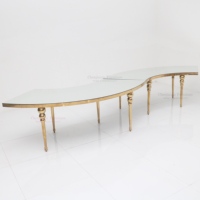 Mobilier de Mariage de Luxe pour Hôtels, Centres de Table en Verre Blanc, Tables et Chaises de Mariage Serpentines en Acier Inoxydable pour Événements