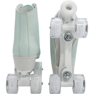 <span class=keywords><strong>Pattini</strong></span> a rotelle da donna a gambaletto alto in ecopelle, classici a doppia fila, con ruote in PU luminose, scarpe da pattinaggio - Product Image 5