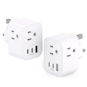 Hot Selling Universele Reis Adapter 2 Usb Poorten 3 Pins Usa Pluggen 15W Output Type C 3-Pins Usa Stopcontacten Pd Oplader Wifi