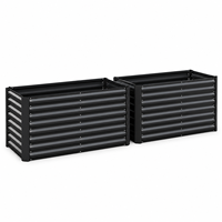 Bac à légumes surélevé en acier galvanisé, rectangulaire, en métal ondulé, pour jardin extérieur, kit de jardinière surélevée