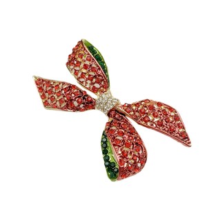 Yiwu <b>Red</b> Bowknot Zinc Alloy Rhinestone Brooch Women's Party Jewelry Pin - Product Image 5
