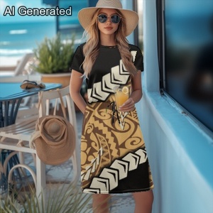 Fiji <span class=keywords><strong>Bula</strong></span> abito Casual manica corta stampato con tasche donna coppia abbinata abbigliamento all'ingrosso - Product Image 1